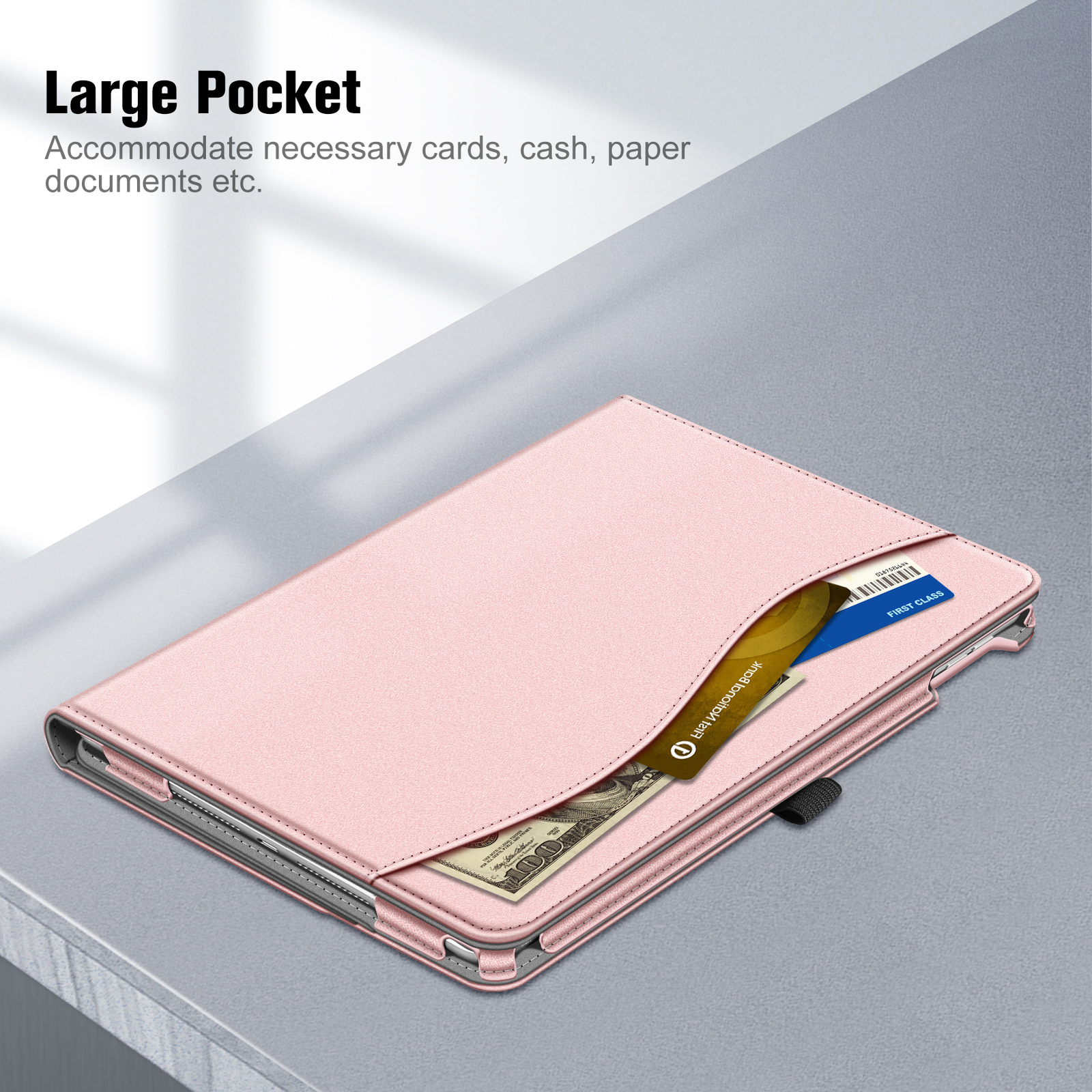 For iPad 9th Gen 2021 Multi-Angle Case Stand Cover with Pocket & Pencil Holder