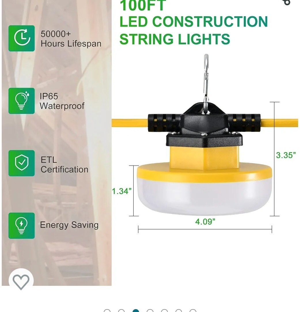 LEDIARY LED STRING WORK LIGHTS 100 FT