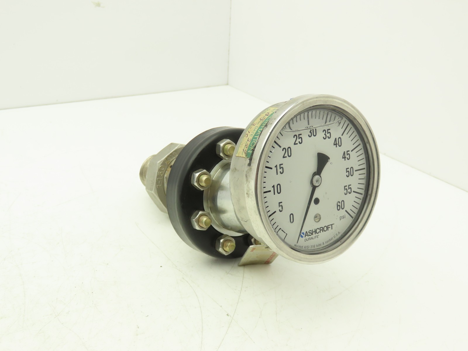 Ashcroft C1215 Type 101 Threaded Diaphragm Seal With 0-60psi Guage 1" NPT