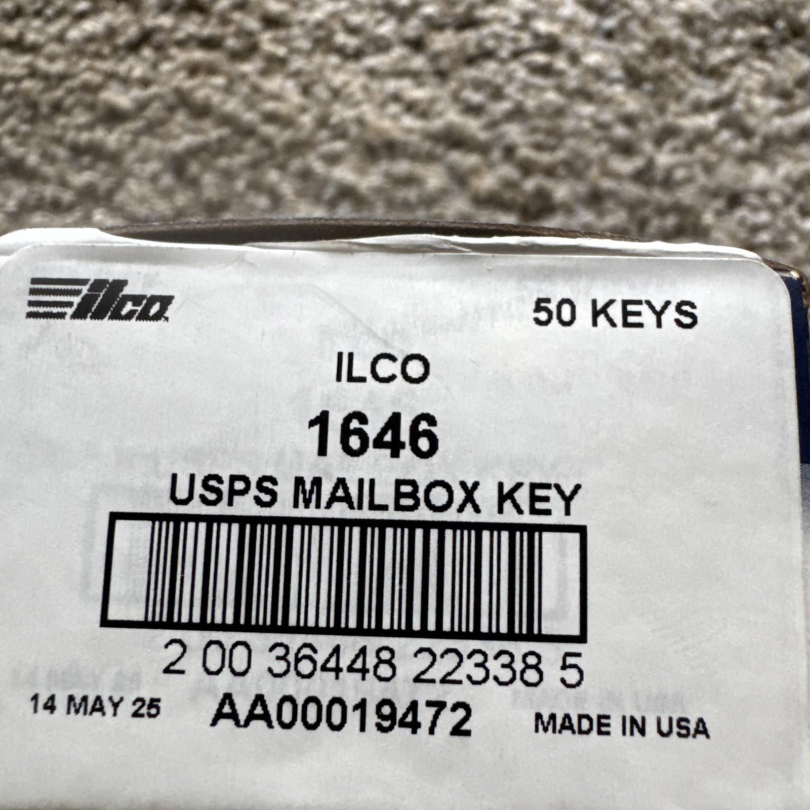 50 Key Blanks – Ilco USA 1646 Key Blanks Usps Mailbox Keys. NEW in Box