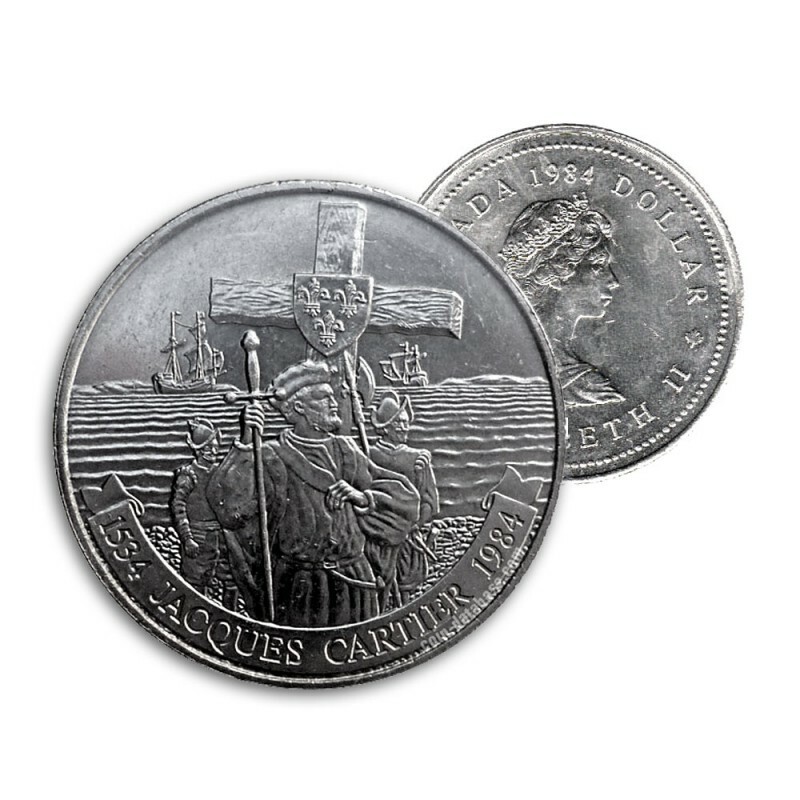 Canada 1984 $1 Jacques Cartier 450th anniversary Dollar Coin