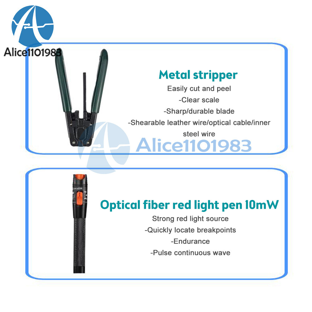 Fiber Optic Tool Kit -70~+10dBm Optical Power Meter Visual Fault Locator 10mw