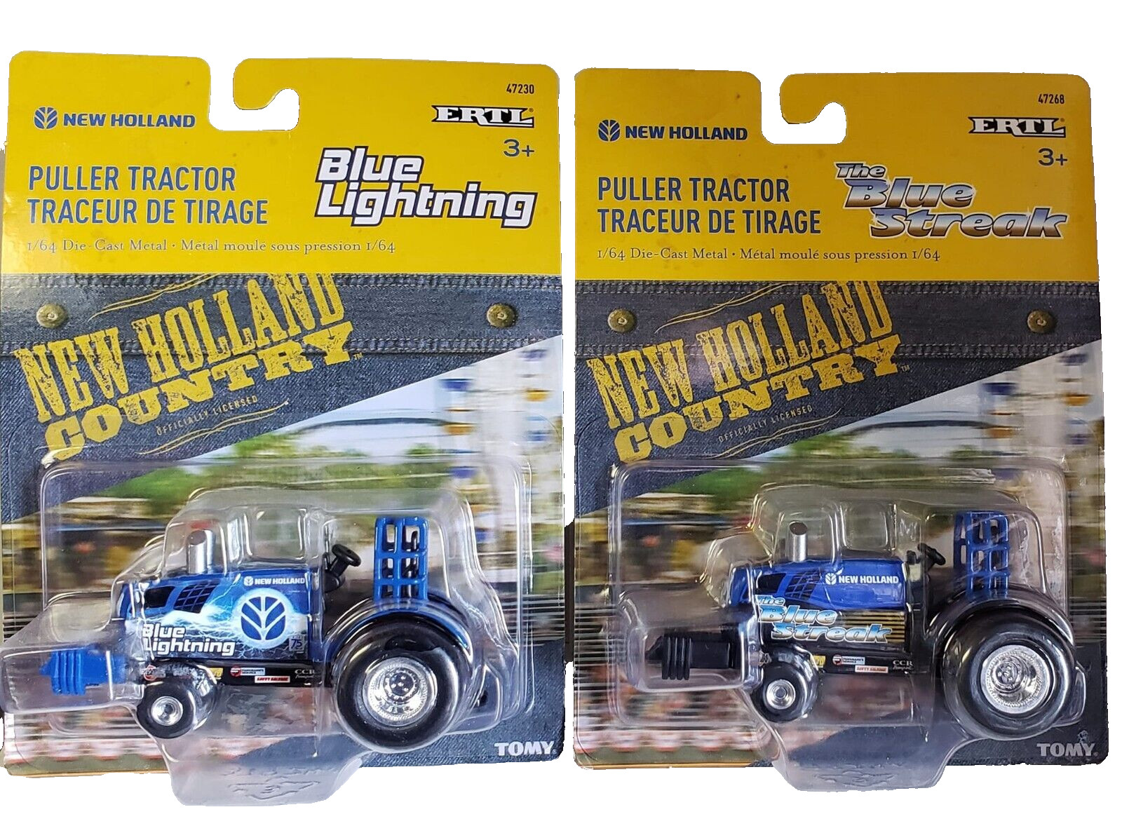 ERTL 1:64 Scale NEW HOLLAND Pulling Tractors Blue Streak Blue Lightning Retired!