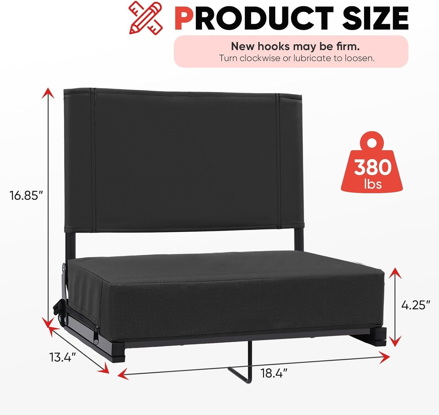 Stadium Seats with Back Support - Padded Portable Bleacher Seat with Handle S...