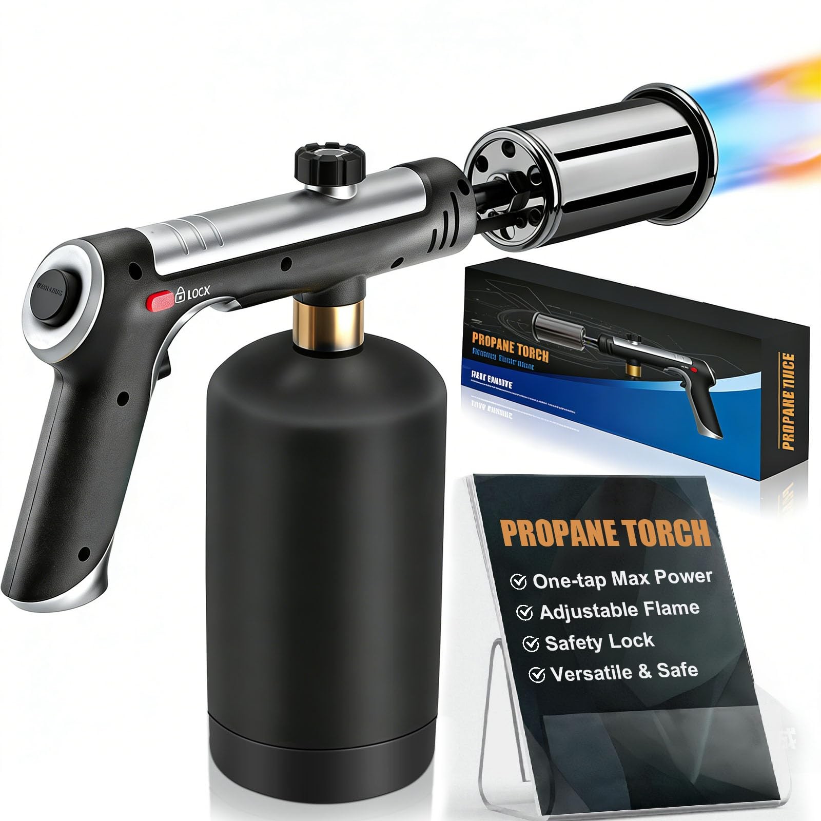 Torch Gun with OneTouch Max Fire, Flame Thrower with Safety Lock, Blow Torch ...