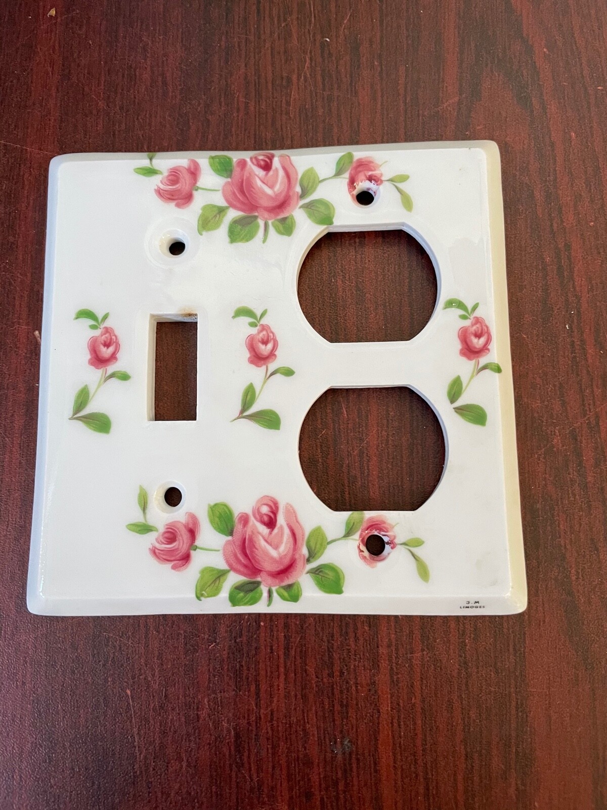Limoges Porcelaine Light Switch & Outlet Cover French Roses 4 1/2"