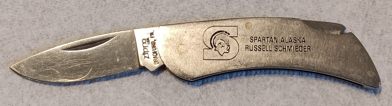 Zippo Bradford PA USA Spartan Alaska Stainless Steel Lock Back Knife