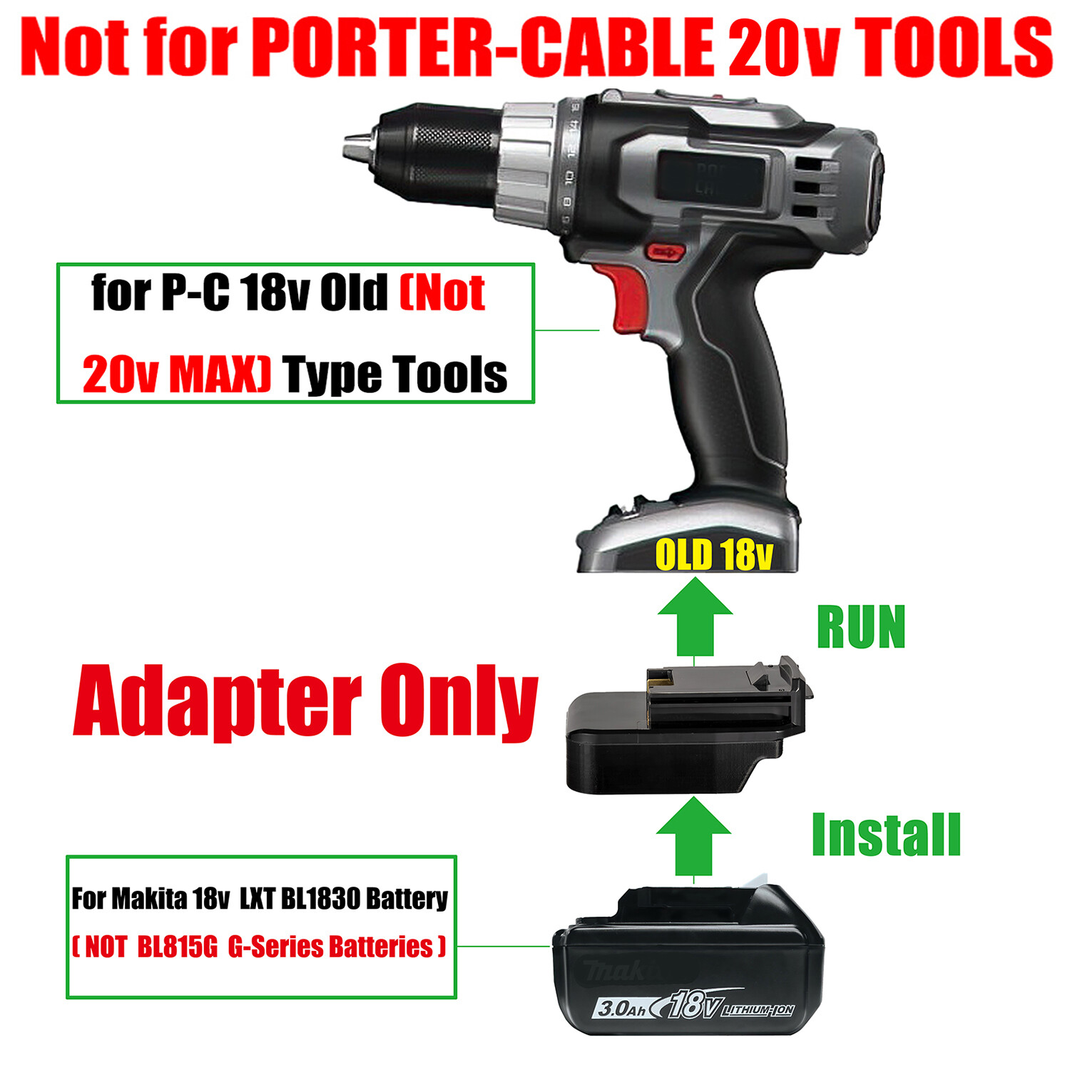 1x Adapter Upgrade for Makita 18v LXT Battery To for Porter Cable 18v Old Tools