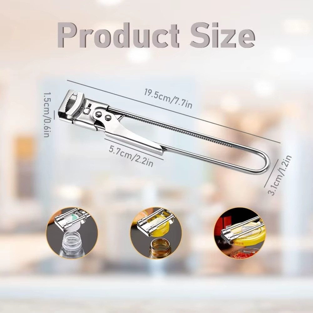 Stainless Steel Can Opener Adjustable Jar Lid Gripper (without rubber) Tool