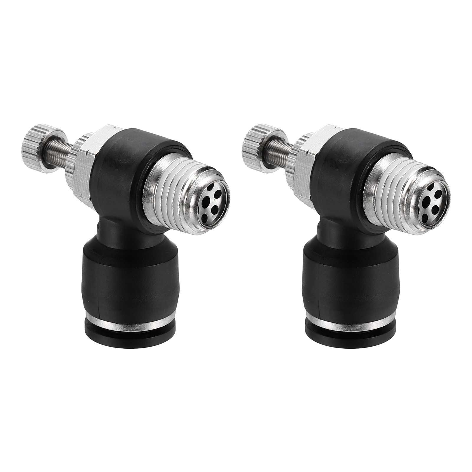 2Pcs Pneumatic Air Flow Control Valve, 3/8" OD x 1/4" NPT Male Thread