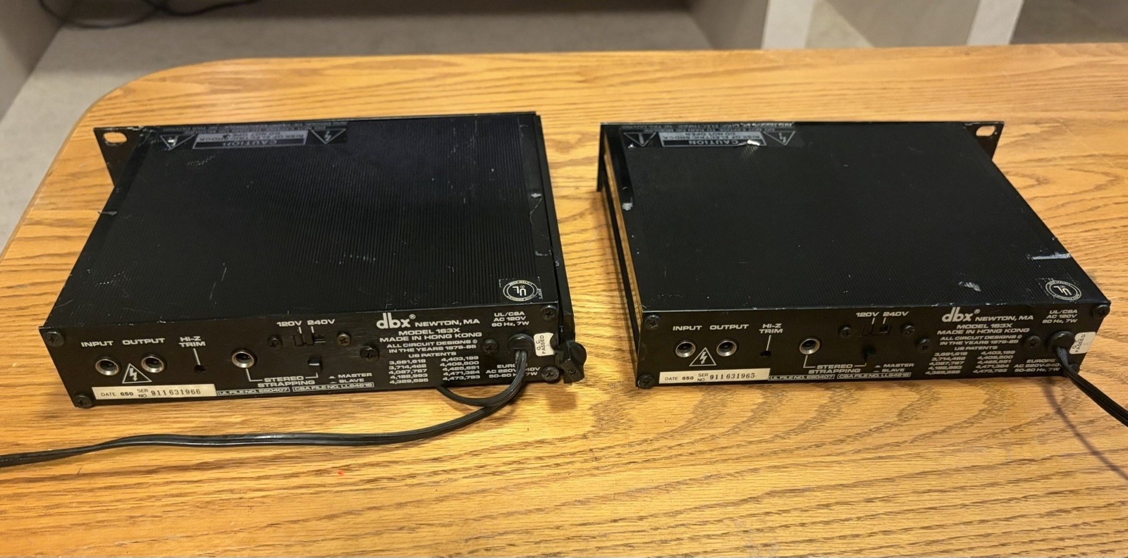 Pair of DBX 163X Over Easy Compressor/Limiters