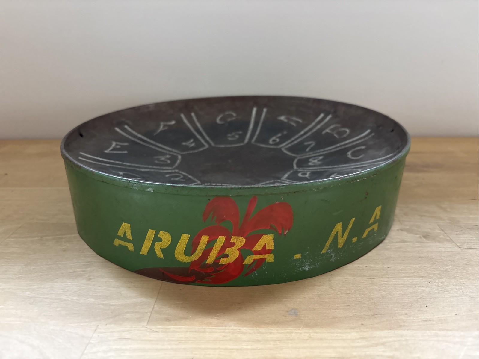 Vintage ARUBA Steel Pan Drum 11.5”Hand Painted Folk Art Souvenir - 10 Letters