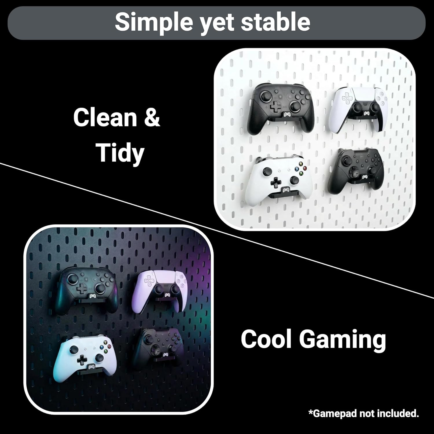 Pegboard Controller Holder Stand for Playstation2/3/4/5, Switch Pro/2, Xbox Cont