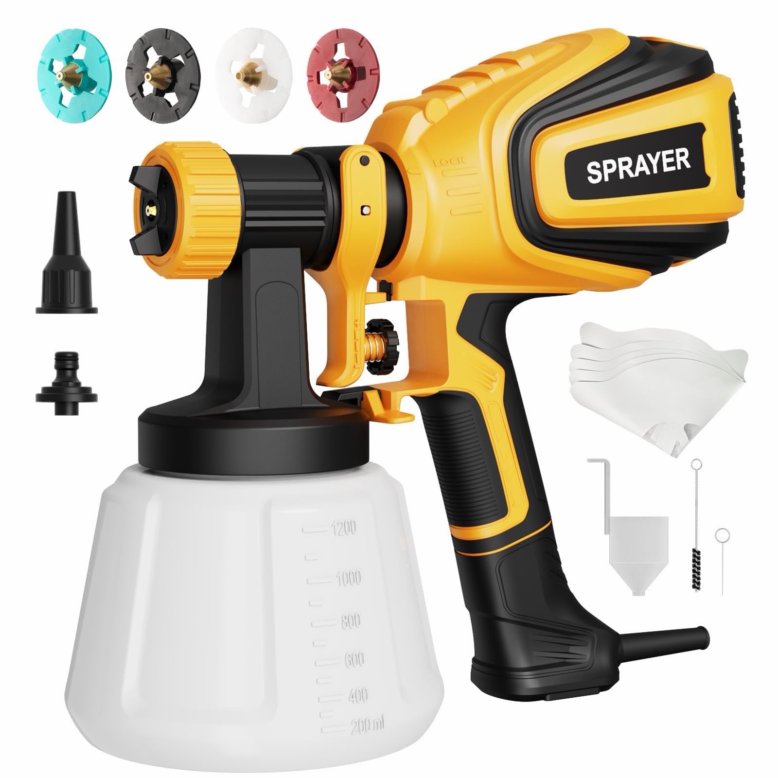 700W HVLP Handheld Paint Sprayer VF803 1200ml w/ Nozzles, Wall/Furniture