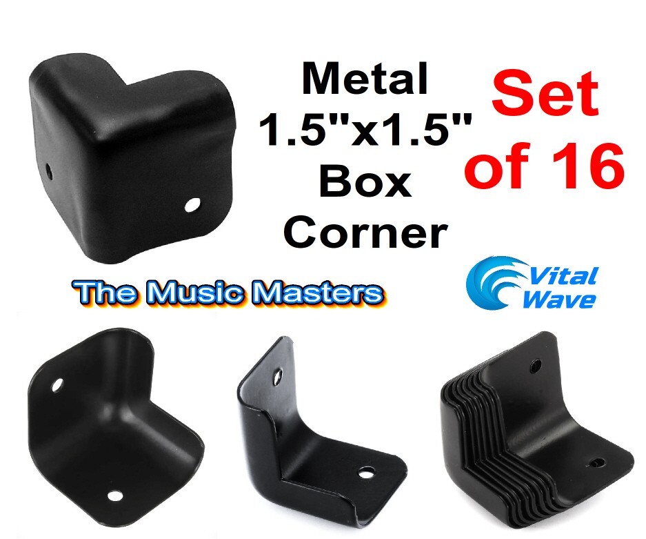 16X Metal 2 Hole Cabinet Corner Guitar Amp Rack Case Speaker Box Protector BLK