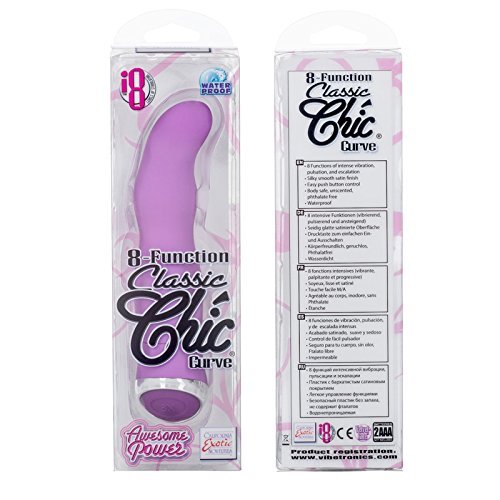 8 Function Classic Chic Curve Vibrator Waterproof Purple 4.25 Inch