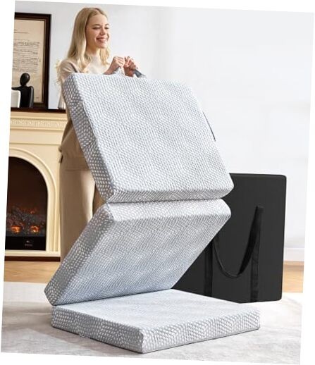 Memory Foam Folding Mattress 4 Inch Twin Size with Protable Storage Bag, Tw"