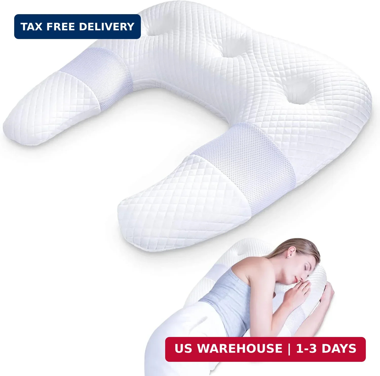 Side Sleeper Pillows for Adults, U Shaped Body Pillow for Pain Relief, O