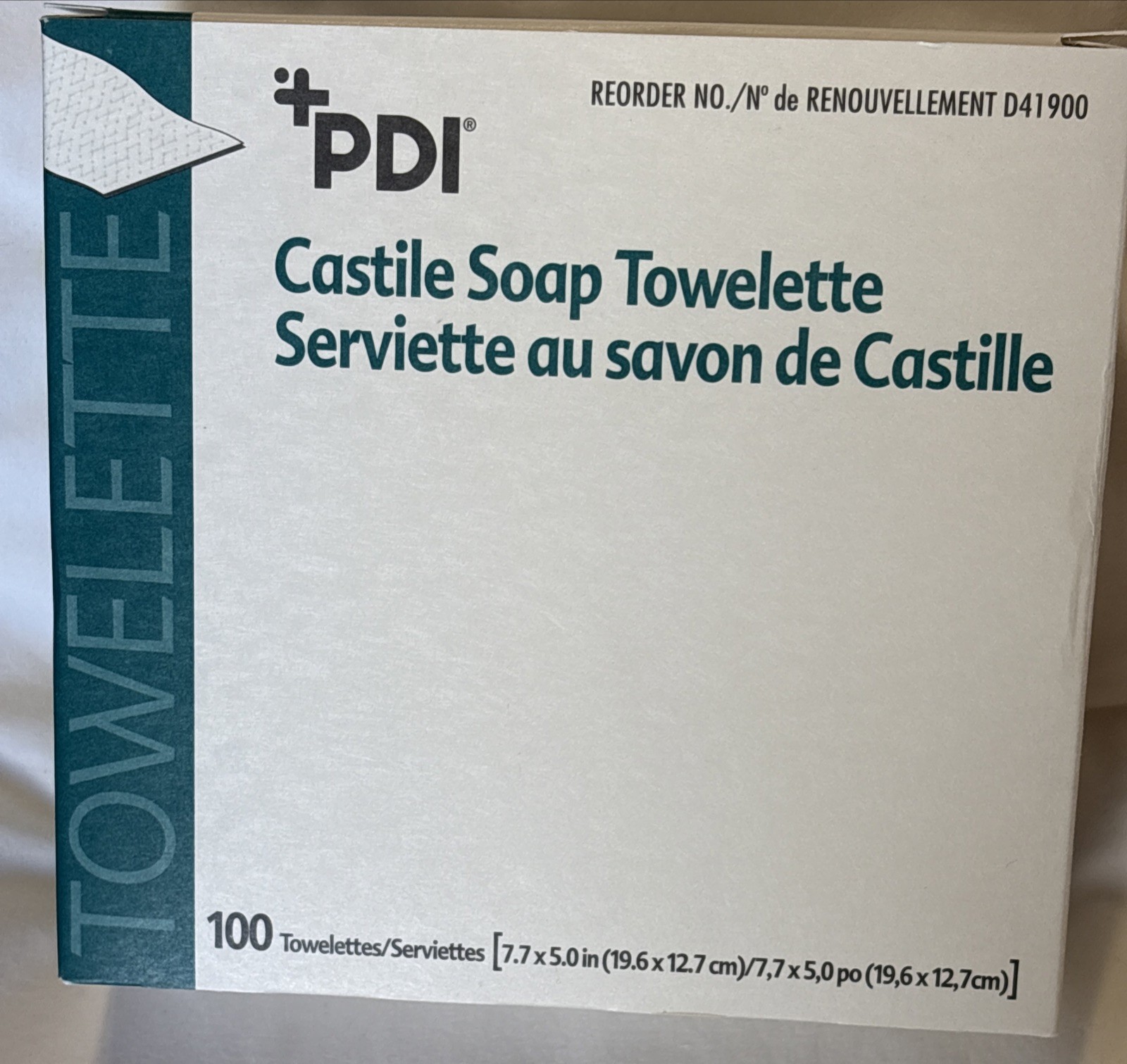 NEW Box Of 100 PDI Castile Soap Towelette 7.7" x 5" D41900 Individual Packets
