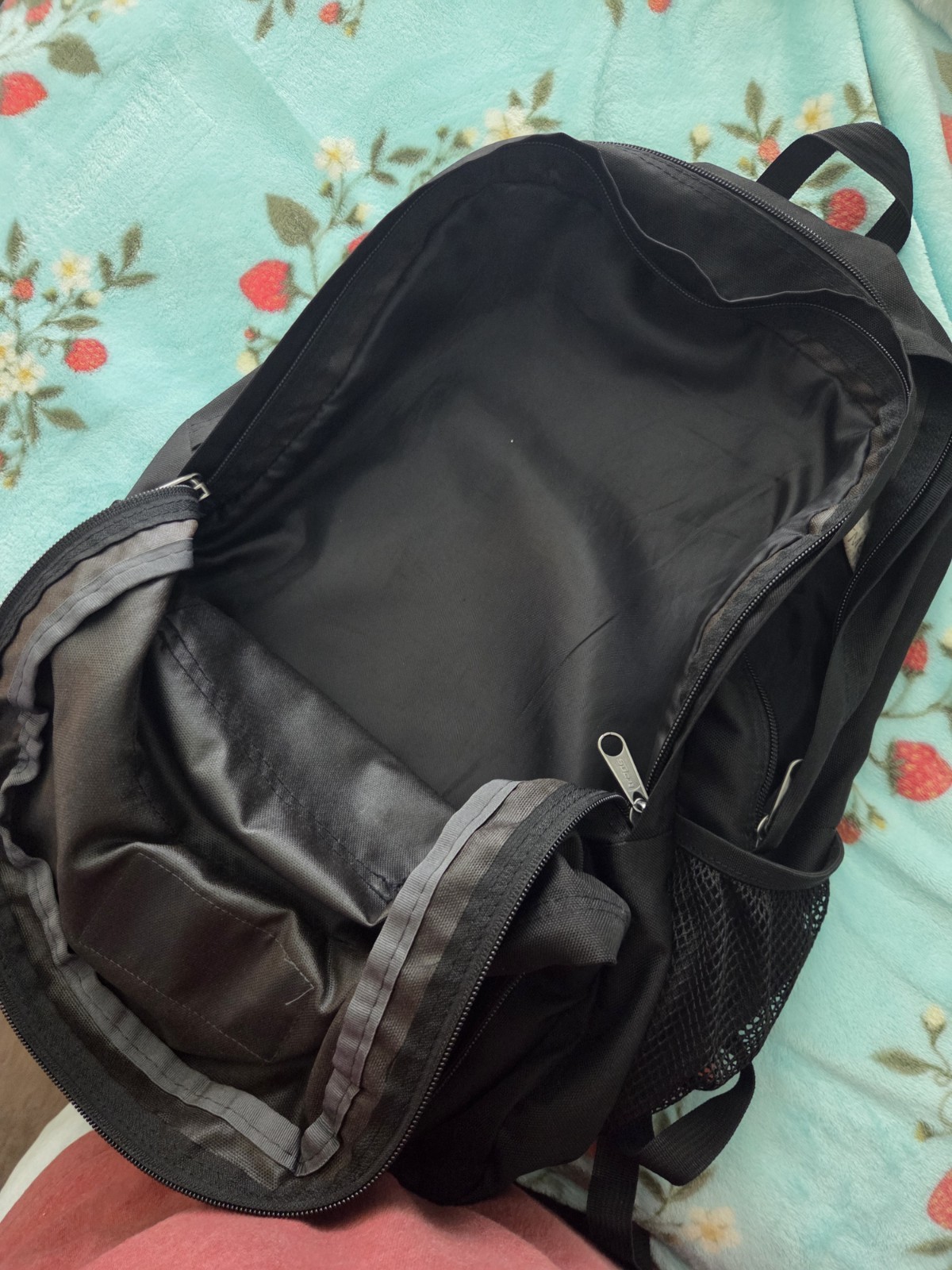 JanSport Trans Black Backpack Zip Closure Padded Straps External Pockets