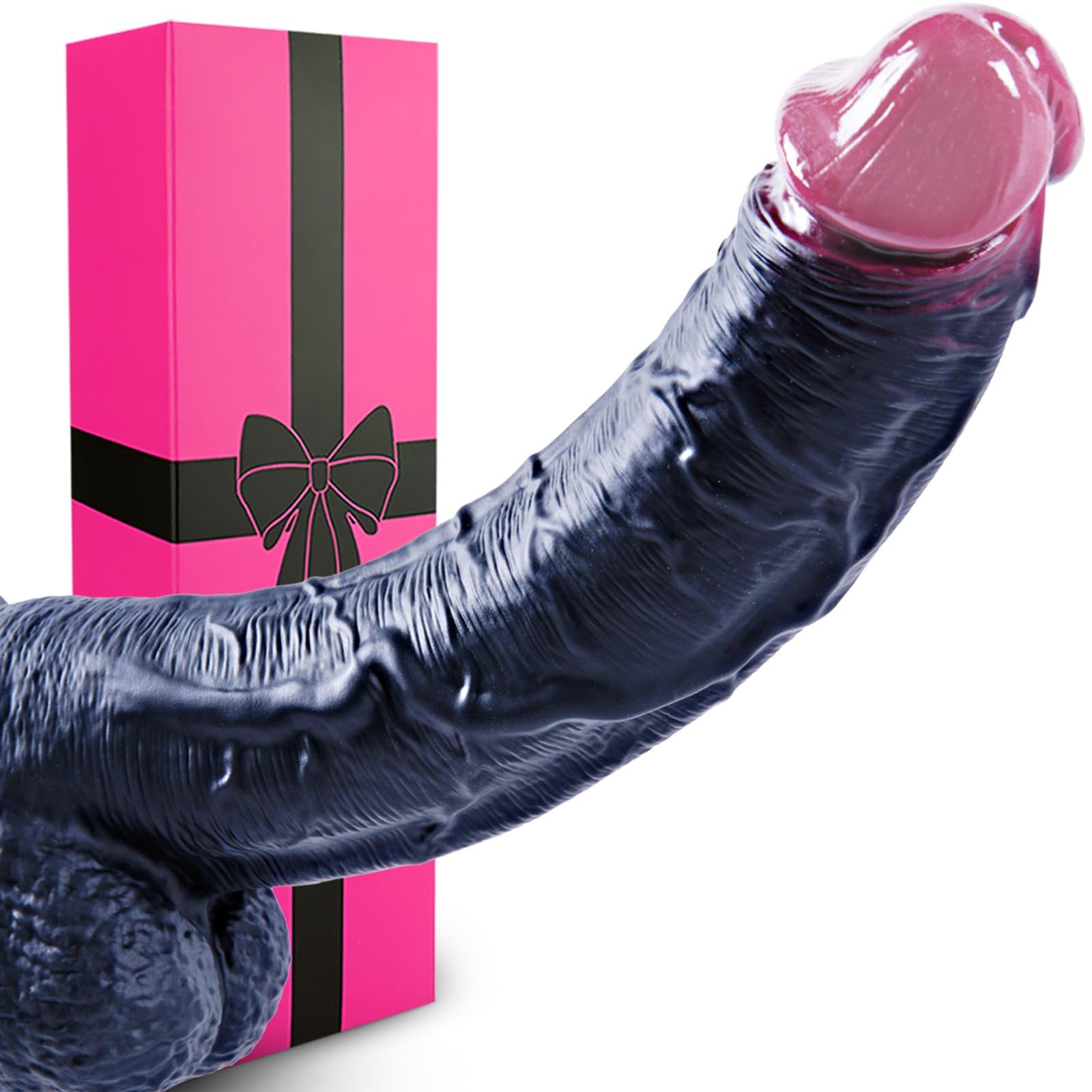 13.4" Extra Thick Extra Thick Huge Large Black Dildo, Silicone Realistic Wide...
