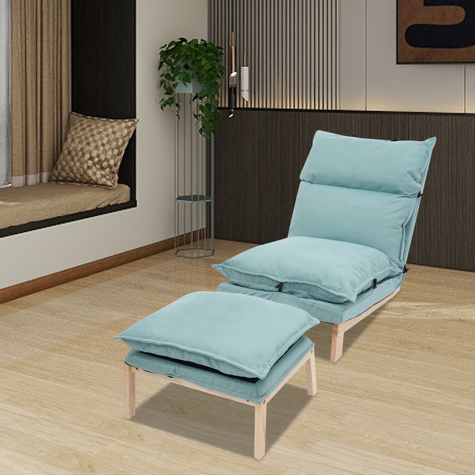 Leisure Balcony Adjustable Recliner Green Single Lazy Sofa Lounge Chair