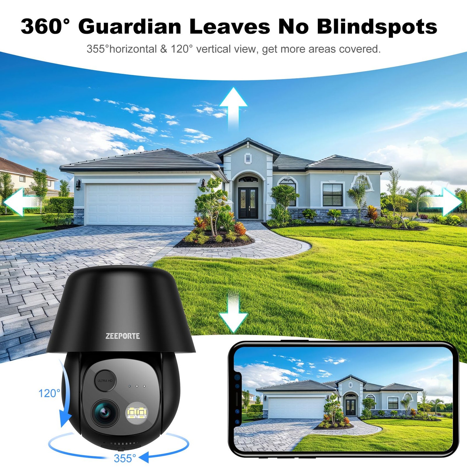 4G LTE Cellular Solar Security Cameras Wireless 4G-24/7 Recording, White