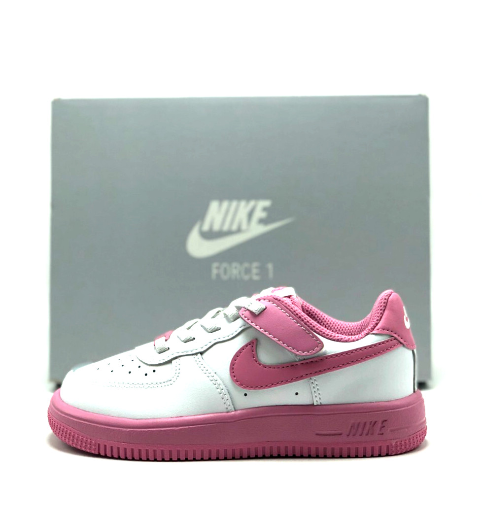 *NEW* Little Kids Nike Air Force 1 Low Easy On BP (PS) White/Pink (IB4412 100)👍