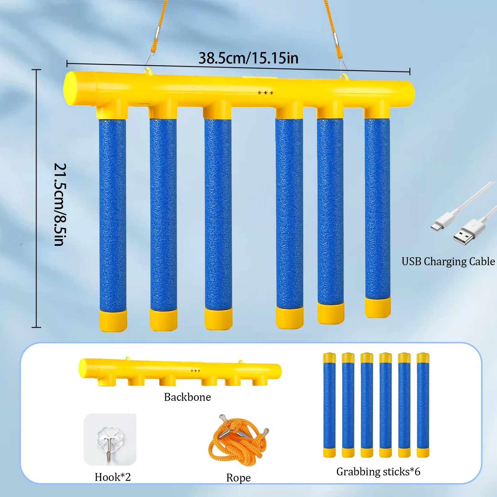 Reflex Drop Sticks Challenge Game - 3 Adjustable Speed Palm-sized, Blue
