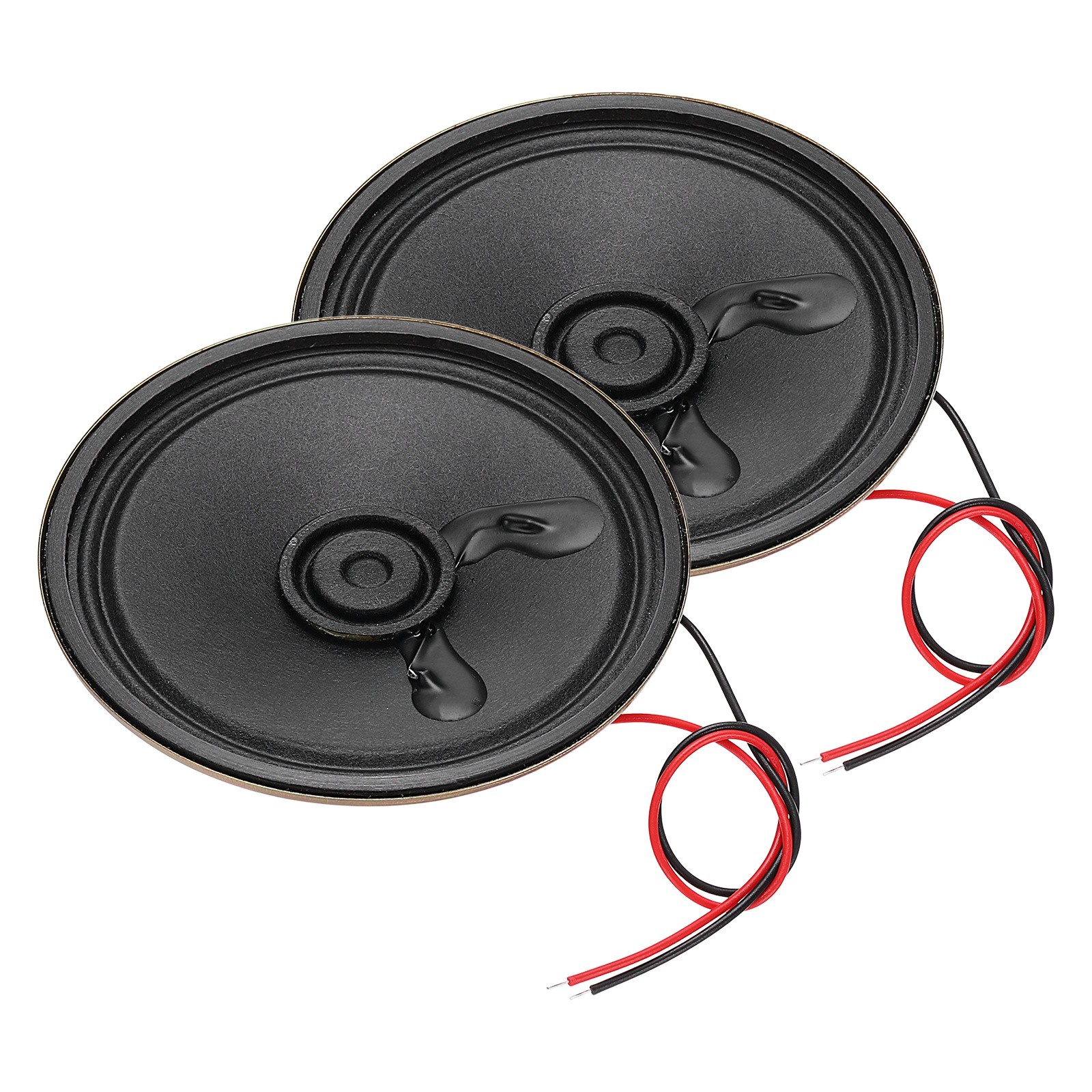 2 Pcs 2W 8 Ohm Small Speakers Metal Round Speaker with Wires, 57x12mm Black