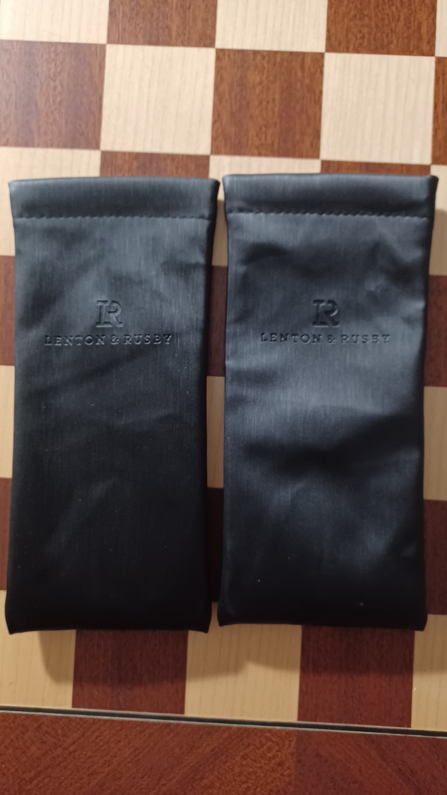 PAIR Lenton & Rusby Black Soft Slip In Eyeglasses Case With Felt Lining. NEW