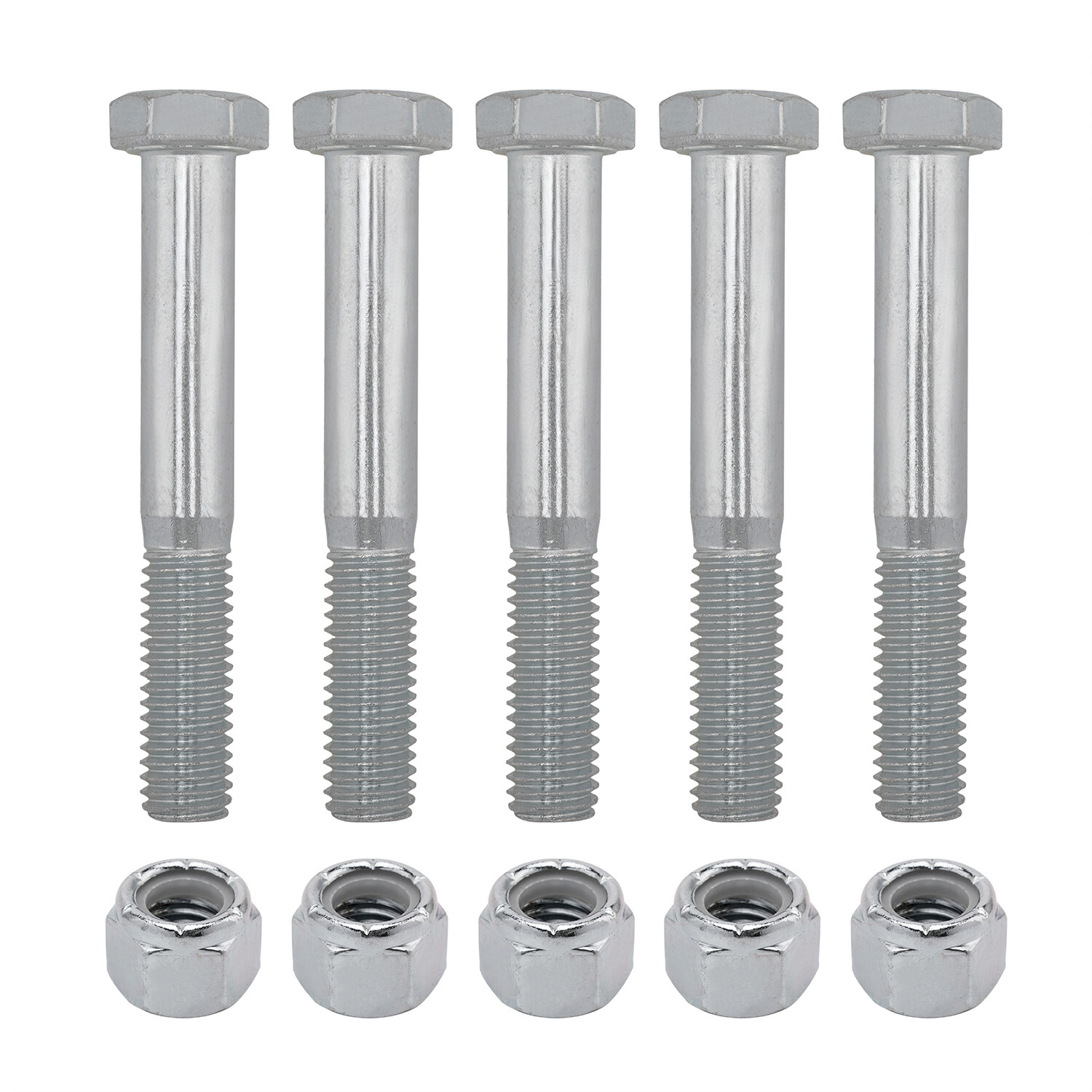 Grade 2 Shear Bolts for Rotary Cutters 1/2" x 3-1/2" with Nylock Nuts - 5 Pack