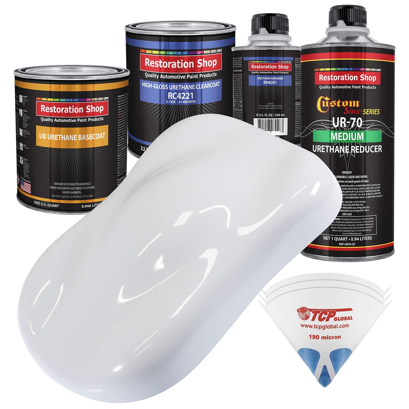 Restoration Shop - Winter White Urethane Basecoat with Clearcoat Auto Paint -...