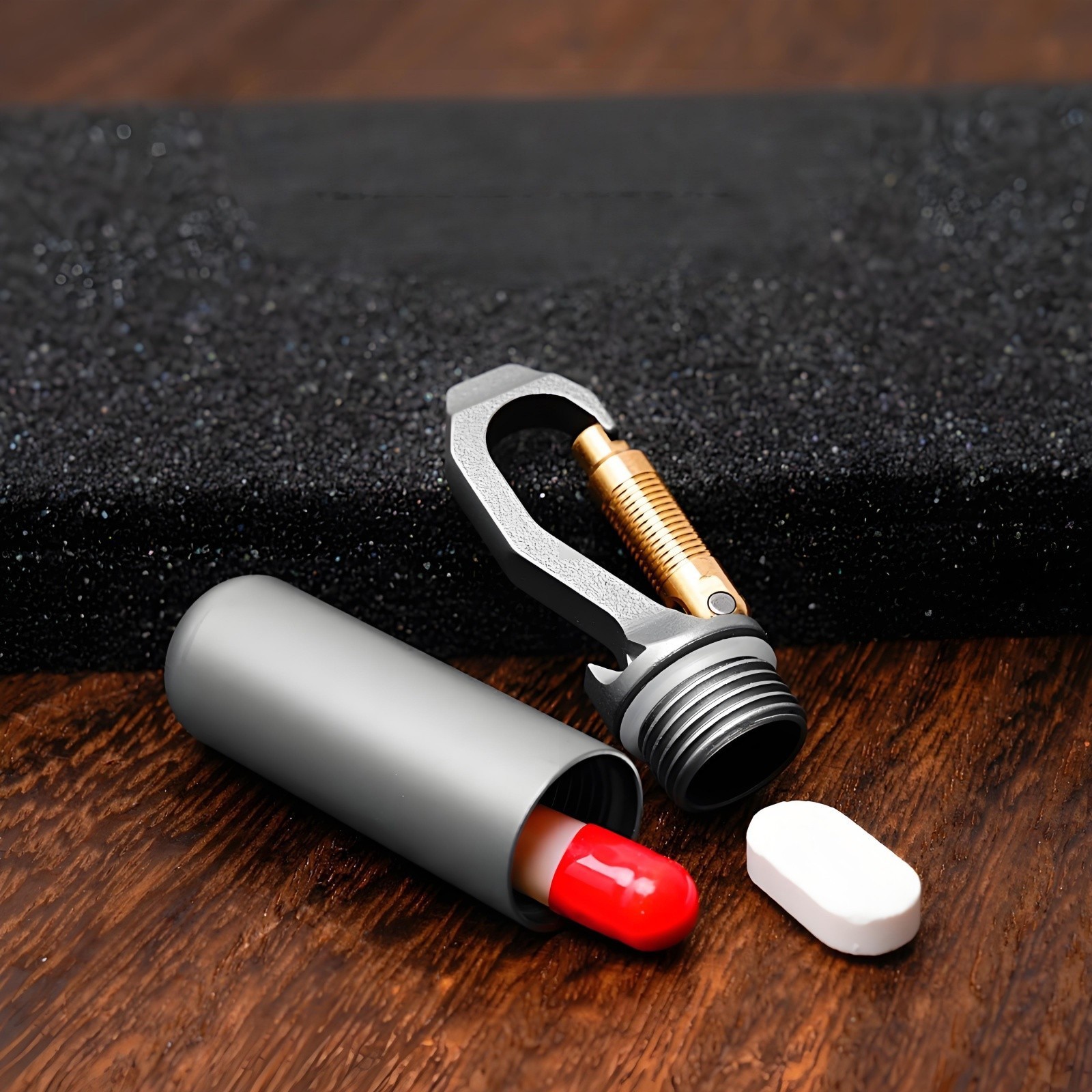 Titanium Alloy Mini Pill Case Bottle Opener with Carabiner Clip Waterproof EDC