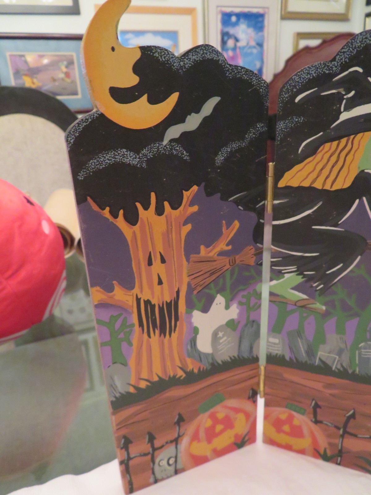 Halloween Backdrop 4 Panel 10" X 14" Wood Painted Standup