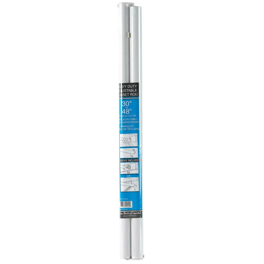 John Sterling RP0021-30/48 White 250 lbs. Capacity Closet Rod 30 to 48 L in.