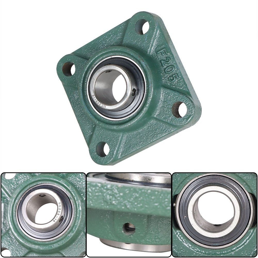 2 Pcs UCF205-16 Solid Base Pillow Block Flange Mounted Bearing 1" Bore 4 Bolt