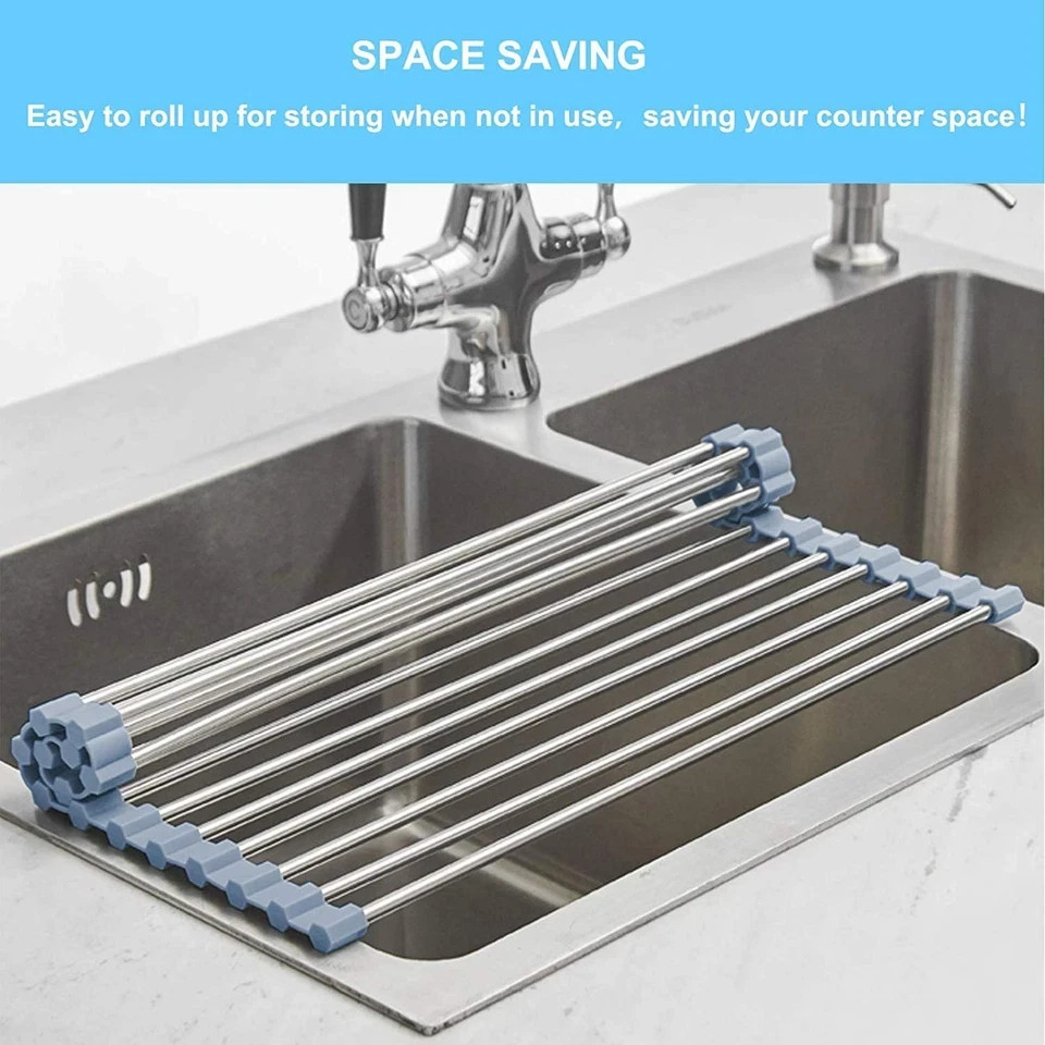 Roll Up Dish Drying Rack Over The Sink Dish Drainer for Kitchen Counter