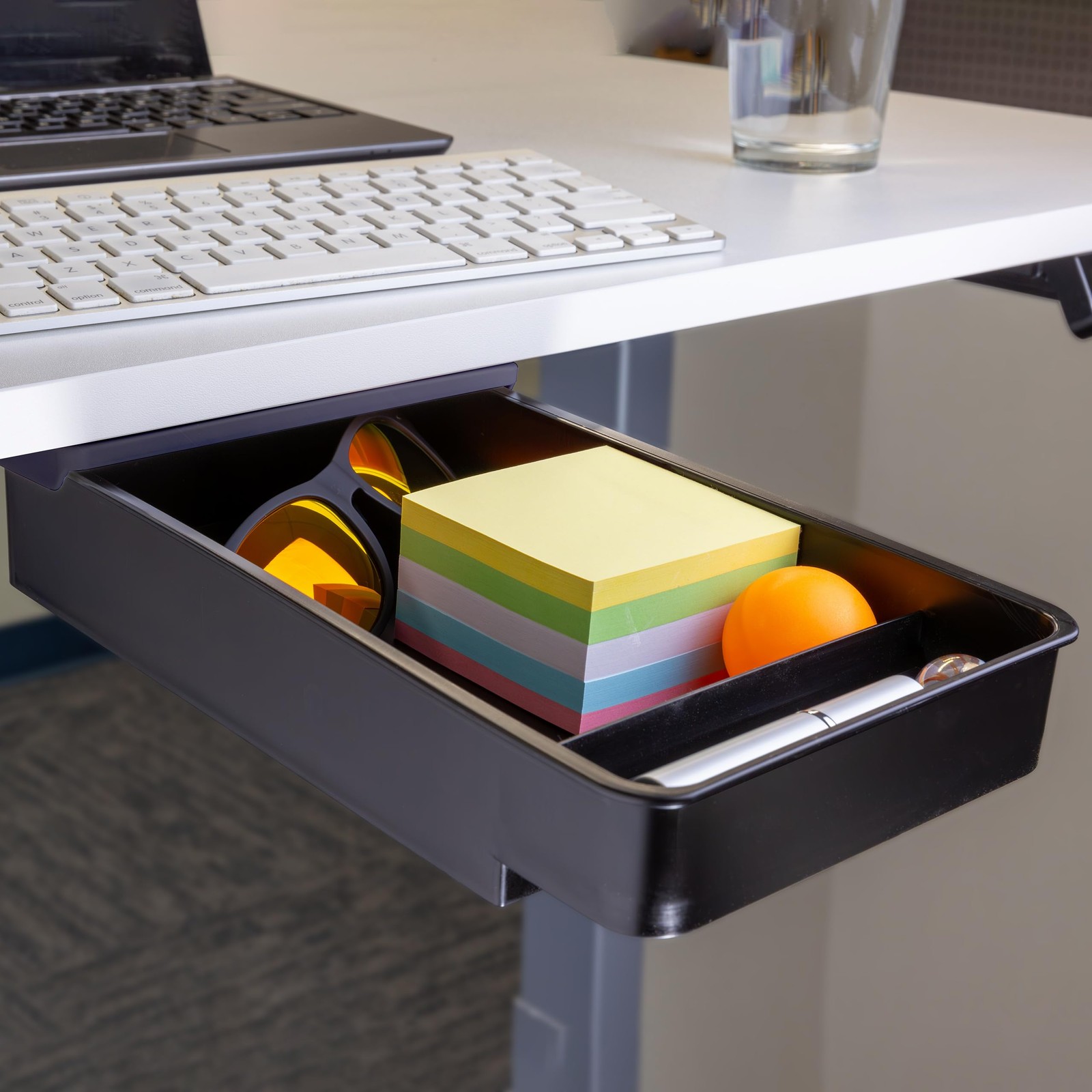 Medium SelfAdhesive Under Desk Drawer Black 6x10.75x1.875 Inch 22532