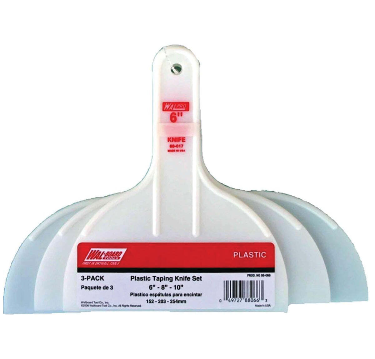 Walpro Clark 3pc Plastic Taping Knife Set 6", 8", 10"