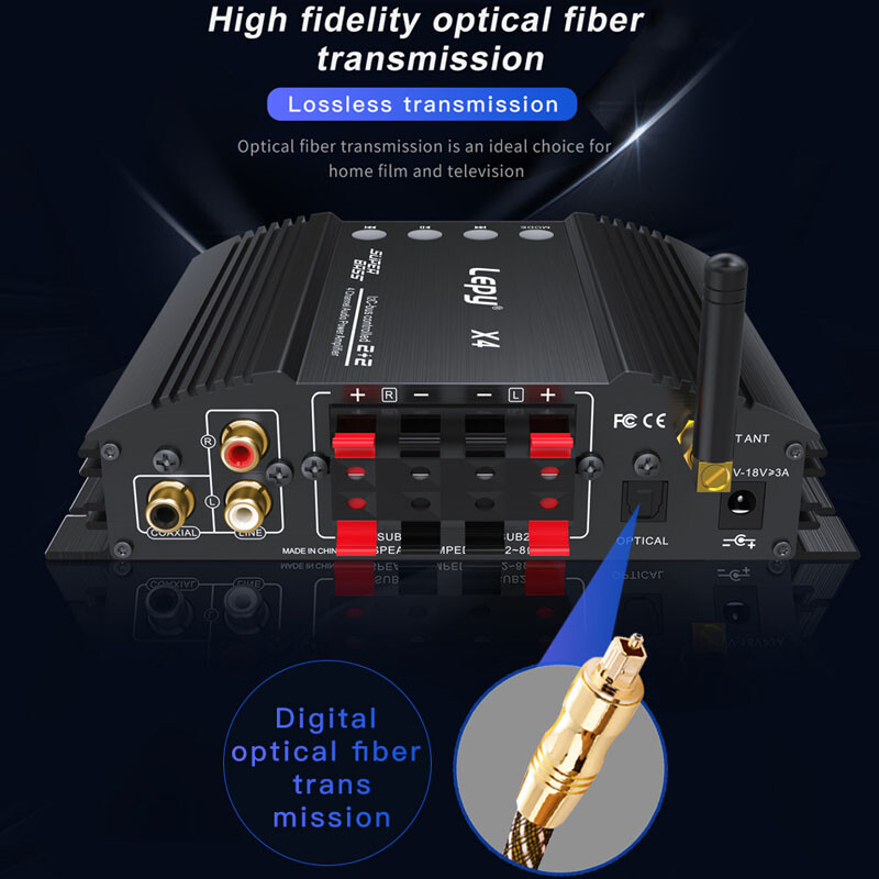 ‌Hi-Fi 240W Multi-Source Amplifier: Bluetooth/Optical/USB/RCA Palm-Sized Design‌