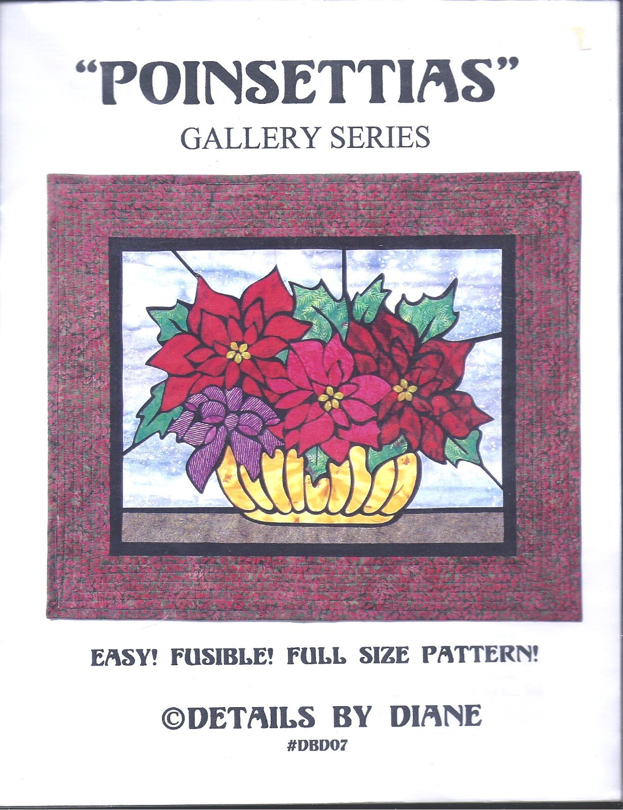 Poinsettias Fusible Full-Size Wall Hanging Pattern - Details by Diane DBD07