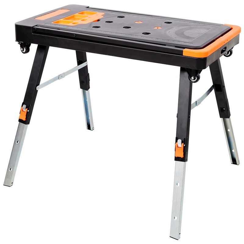 8-in-1 Folding Work Table Portable Workbench with Wheels & US Standard Socket