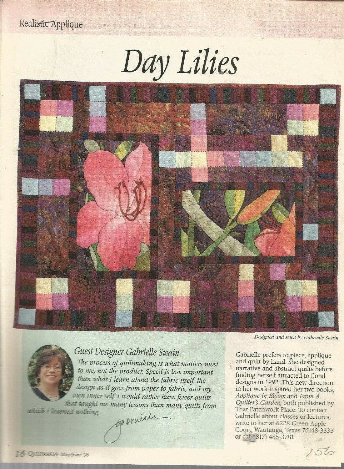C0423   DAY LILIES WALL HANGING  QUILT PATTERN/INSTRUCTIONS