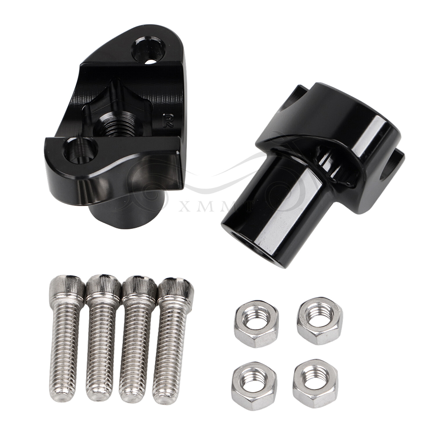 Black 1" Handlebar 2” Risers For Harley Dyna Street Bob Softail Sportster XL 883