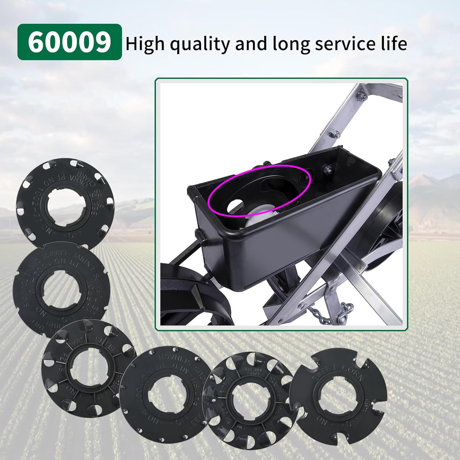 60009 Set 6 Standard Seed Plates Compatible with Earthway 1001-B Seeder,Works...