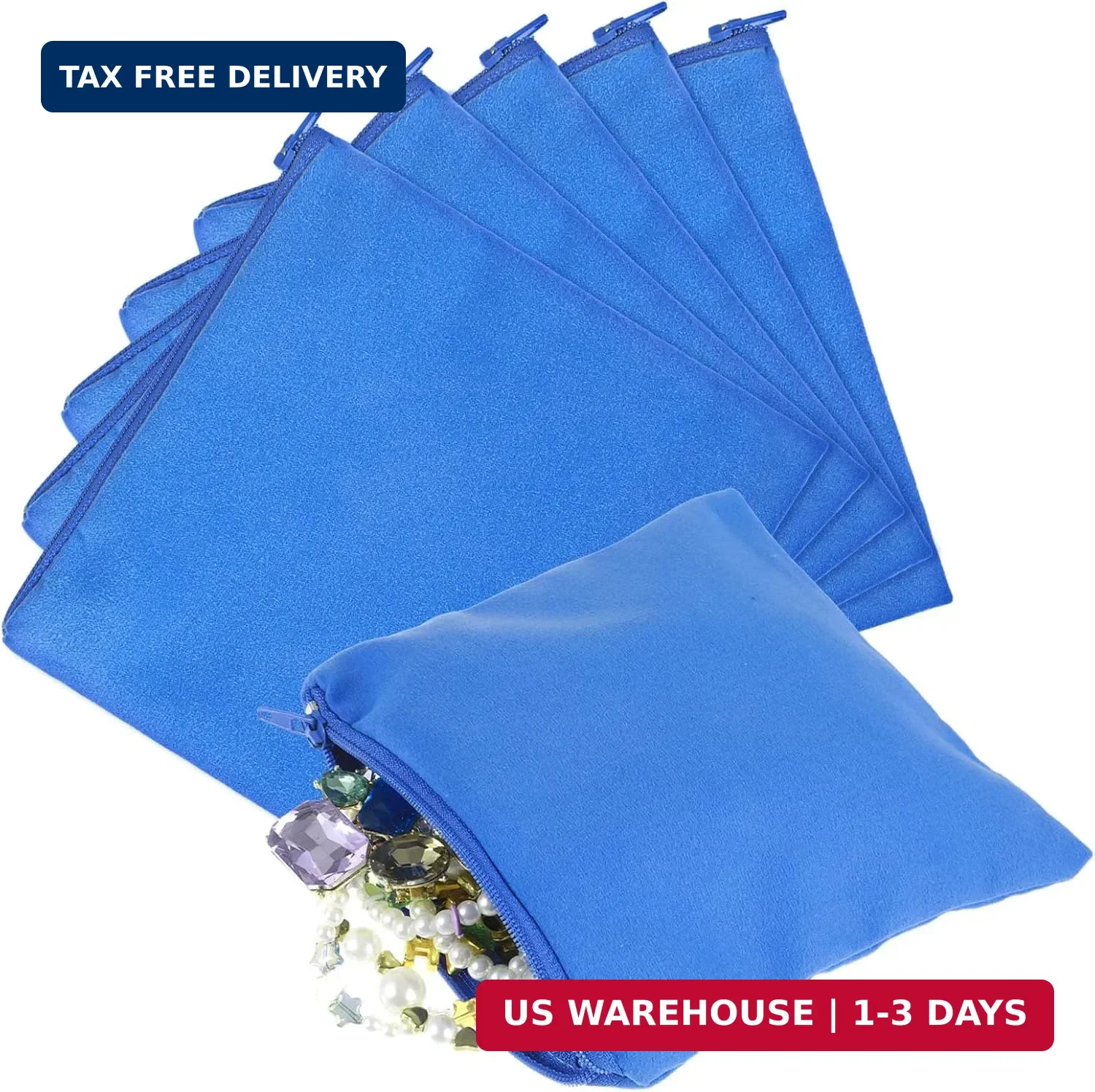6 Pcs Anti Tarnish Silver Jewelry Pouch Zippered Silver Storage Bags 5.9× 5.9 In