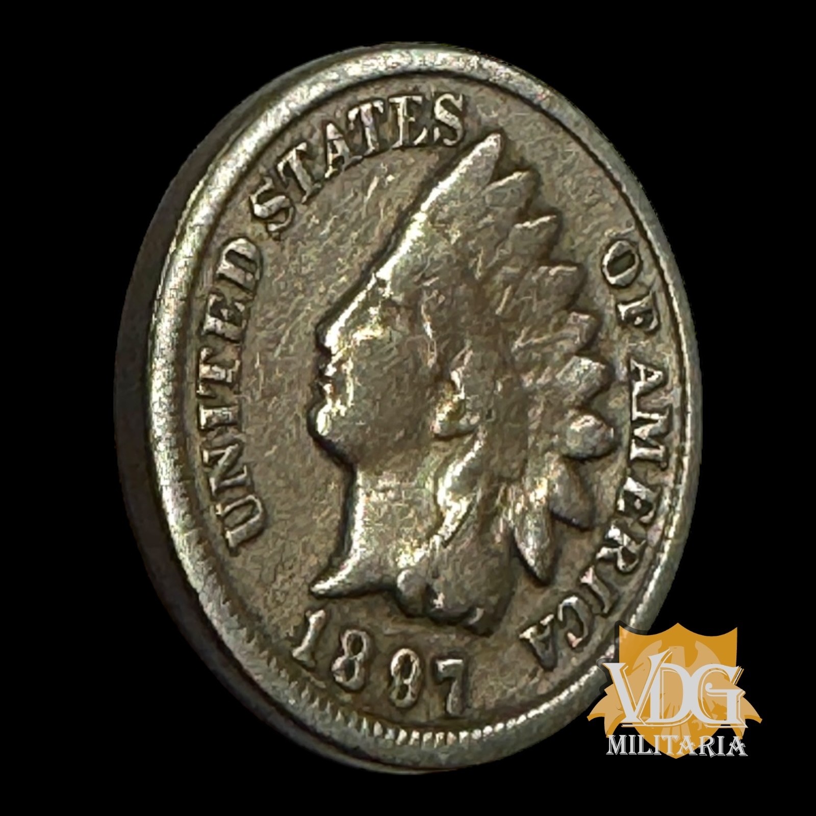1897 US Indian Head Cent – Late 19th Century Copper Coin #Y0407