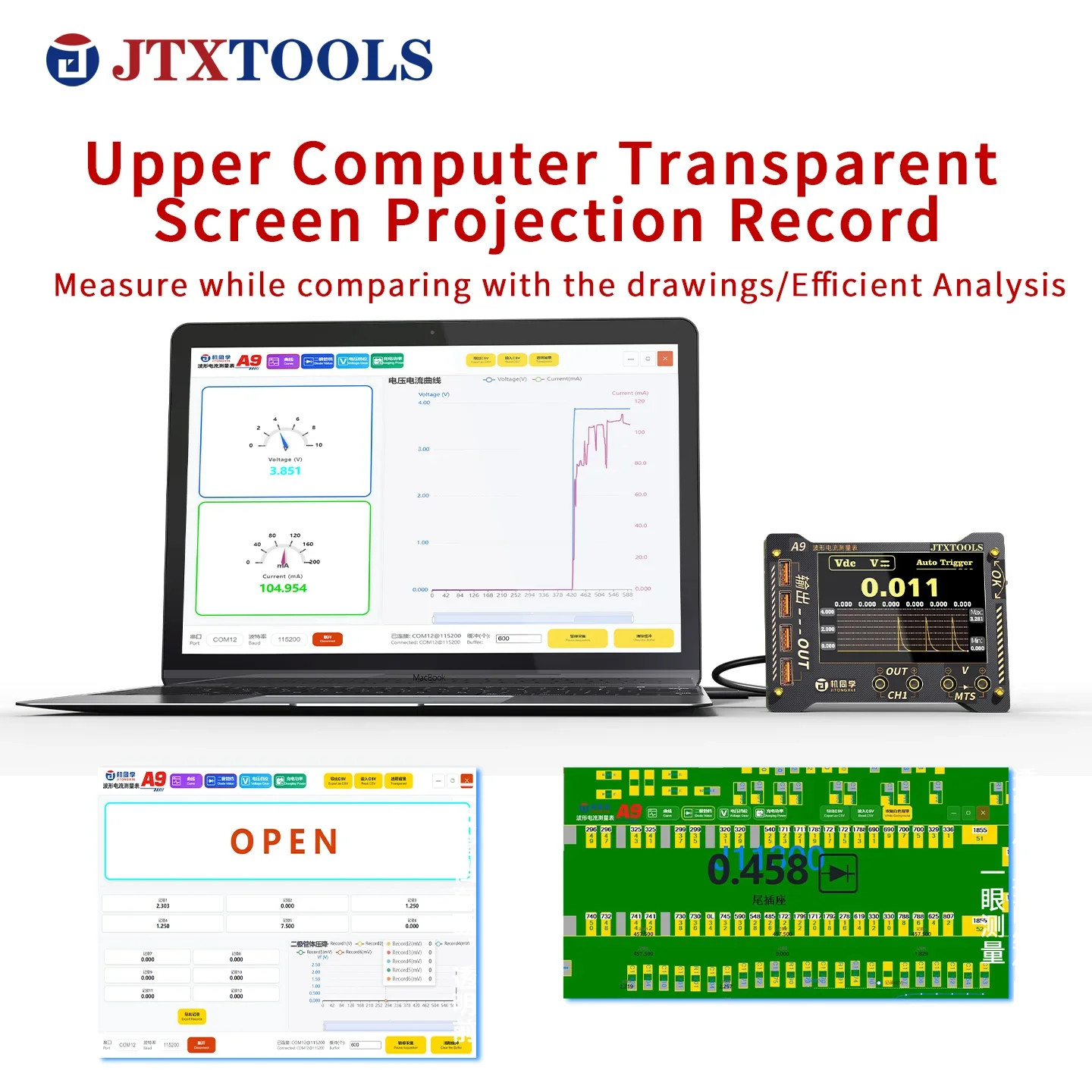 JTX A9 Accurate Curve Waveform Measuring Digital Display Current Tester Meter