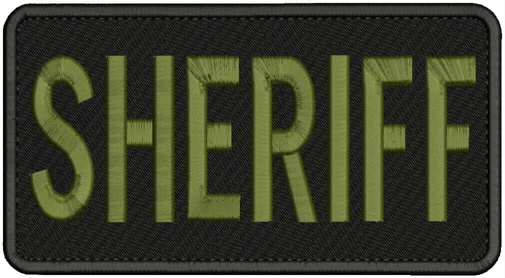 "Sheriff" embroidery patch  4x8 inches hook OD green letters